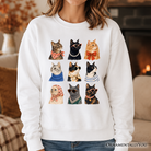 Colorful Cats Sweatshirt by OrnamentallyYou featuring vibrant cat breed illustrations on a summer sweater for animals lovers.