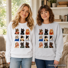 Colorful Cats sweatshirt by OrnamentallyYou featuring vibrant cat breed illustrations on a summer sweater.