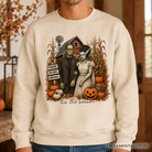 Vintage Halloween Frankenstein couple pumpkin patch sweatshirt by OrnamentallyYou featuring fall festival fall sweater design.