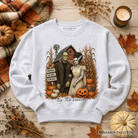 Vintage Halloween Frankenstein couple pumpkin patch sweatshirt by OrnamentallyYou, featuring spooky fall festival fall-themed design.