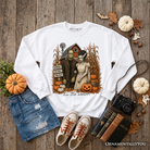 Vintage Frankenstein couple pumpkin patch sweatshirt from OrnamentallyYou, perfect for Halloween and fall festivals.