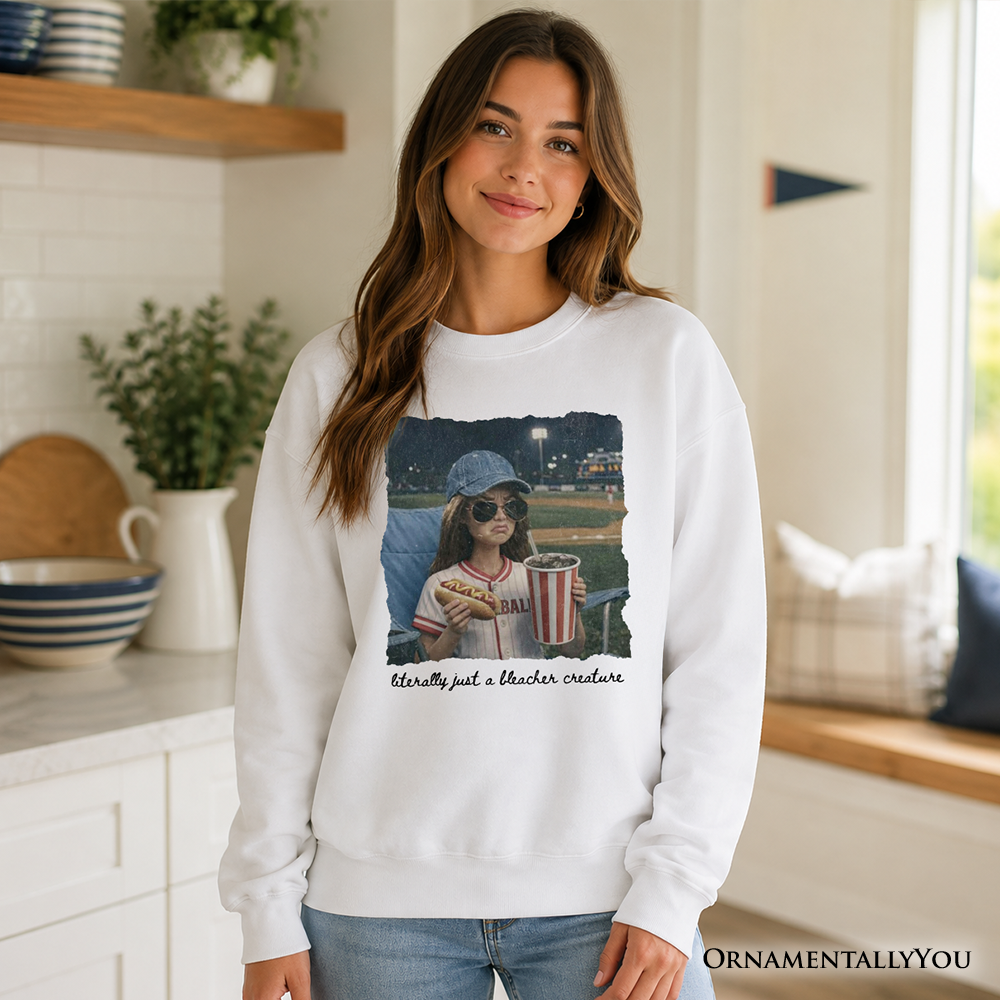 Funny doll face baseball sweatshirt by OrnamentallyYou, casual sports fan mom sweater in ash with playful graphic design.