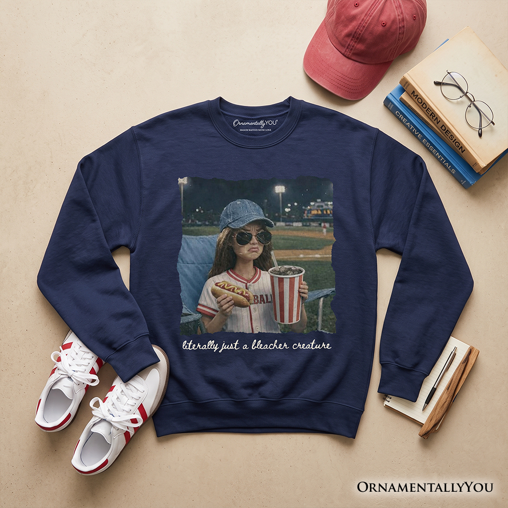 Funny Doll Face Baseball Sweatshirt by OrnamentallyYou, featuring a playful doll face design on a casual sports fan mom sweatshirt.