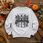 Girls Will Be Girls Halloween sweatshirt by OrnamentallyYou featuring witchy design, perfect for empowered women and festive fall style.