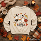 Ash gray Just a Thankful Goose sweatshirt by OrnamentallyYou featuring a humorous Thanksgiving turkey design.
