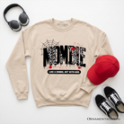 Ash gray Mombie Like a Zombie sweatshirt by OrnamentallyYou featuring humorous Halloween mom horror theme.