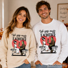Romantic Frankenstein and Bride sweatshirt by OrnamentallyYou, featuring spooky couple design on cozy ash-colored sweatshirt.