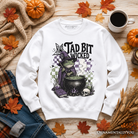 Ash gray Tad Bit Wicked Frog Witch Halloween sweatshirt by OrnamentallyYou featuring spooky cauldron design and witch motifs.