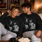 Black Frankenstein movie date night sweatshirt by OrnamentallyYou featuring vintage horror couple cinema design on cozy sweatshirt.