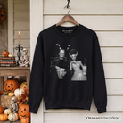 Black Frankenstein movie date night sweatshirt by OrnamentallyYou featuring vintage horror couple cinema design.