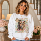 Black Lion of Judah Christian sweatshirt by OrnamentallyYou featuring floral Jesus religious faith design on the front.