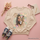 Black Lion of Judah Christian sweatshirt with floral Jesus design, featuring religious faith imagery from OrnamentallyYou.