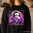 Black Synthwave Edgar Allan Poe horror sweatshirt by OrnamentallyYou featuring neon retro 80s Vaperwave style and Halloween design.