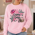 Light pink Leopard Pink Stars football sweatshirt by OrnamentallyYou featuring a cozy game day design and stylish print.