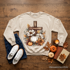 Christian Floral Pumpkin Cross sweatshirt by OrnamentallyYou featuring boho fall design and religious fall-themed sweater.