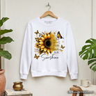 Sunflower inspirational quote sweatshirt by OrnamentallyYou featuring the message "When you can't find the sunshine, be the sunshine."