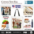 Beige tote bag with "Don't Talk to Strangers" safety education message, retro design, by OrnamentallyYou.