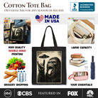 Black canvas tote bag featuring a Bigfoot UFO rock and roll Sasquatch meme, perfect for casual shopping or everyday use.