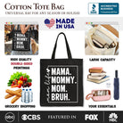 Black canvas tote bag with humorous "Mom's Life" design, stylish minimalist shopper for fashionable mothers.