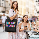 Black Christian canvas tote bag with "His Way Is Better" text, retro preppy design, perfect for faith and everyday shopping.