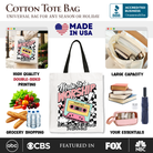 Black Christian tote bag with "Made to Worship" and Psalm 150:6 Bible verse, featuring retro design and durable handles.