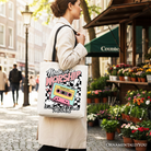 Black Christian tote bag featuring Psalm 150:6 Bible verse, made by OrnamentallyYou, perfect for faith-based shopping and gifts.