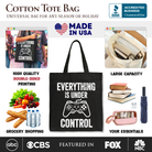 White gamer tote bag by OrnamentallyYou featuring a funny video game controller design, perfect for gamers and shoppers.