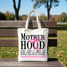 OrnamentallyYou Motherhood Coquette pink bow tote bag with retro checkered pattern, stylish shopper bag for everyday use