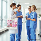 White Nurse Life canvas tote bag by OrnamentallyYou featuring medical essentials design, perfect for coquette nurses.