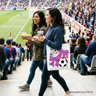OrnamentallyYou pink bow tote bag with soccer design, perfect for preppy game day or shopping, featuring a stylish and sporty look.