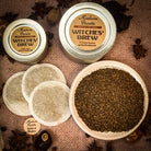 Witches Brew Potion Spell Kit with 15 colorful sachets, including herbs and ingredients for magical brewing and spellcasting.