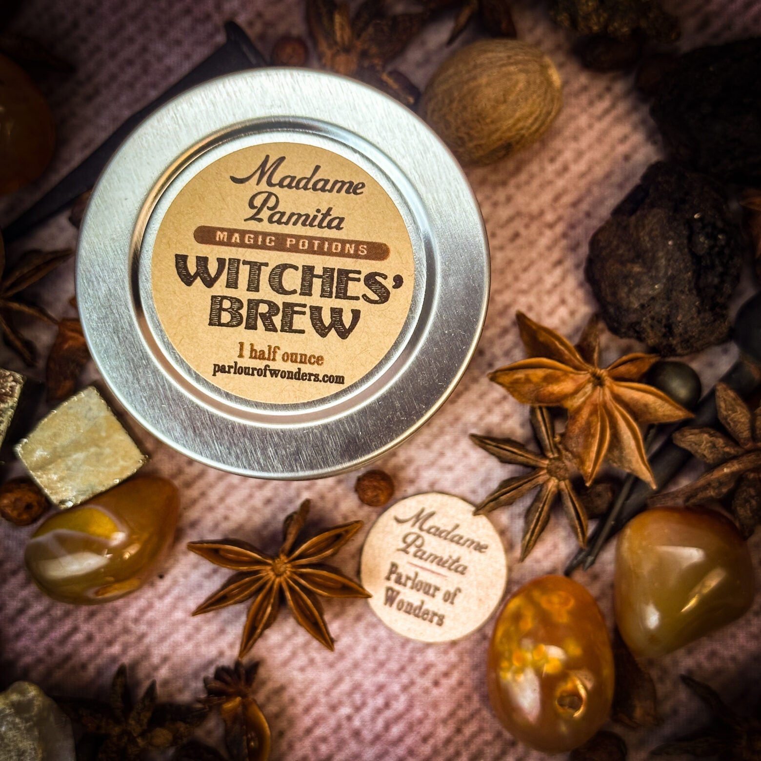 Set of 15 potion sachets from Parlour of Wonders Witches Brew Potion Spell Kit, featuring mystical ingredients for magical brewing.