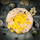 Parlour of Wonders Dragon's Blood Bath Crystals in a jar, showing deep red crystals for a luxurious bath experience
