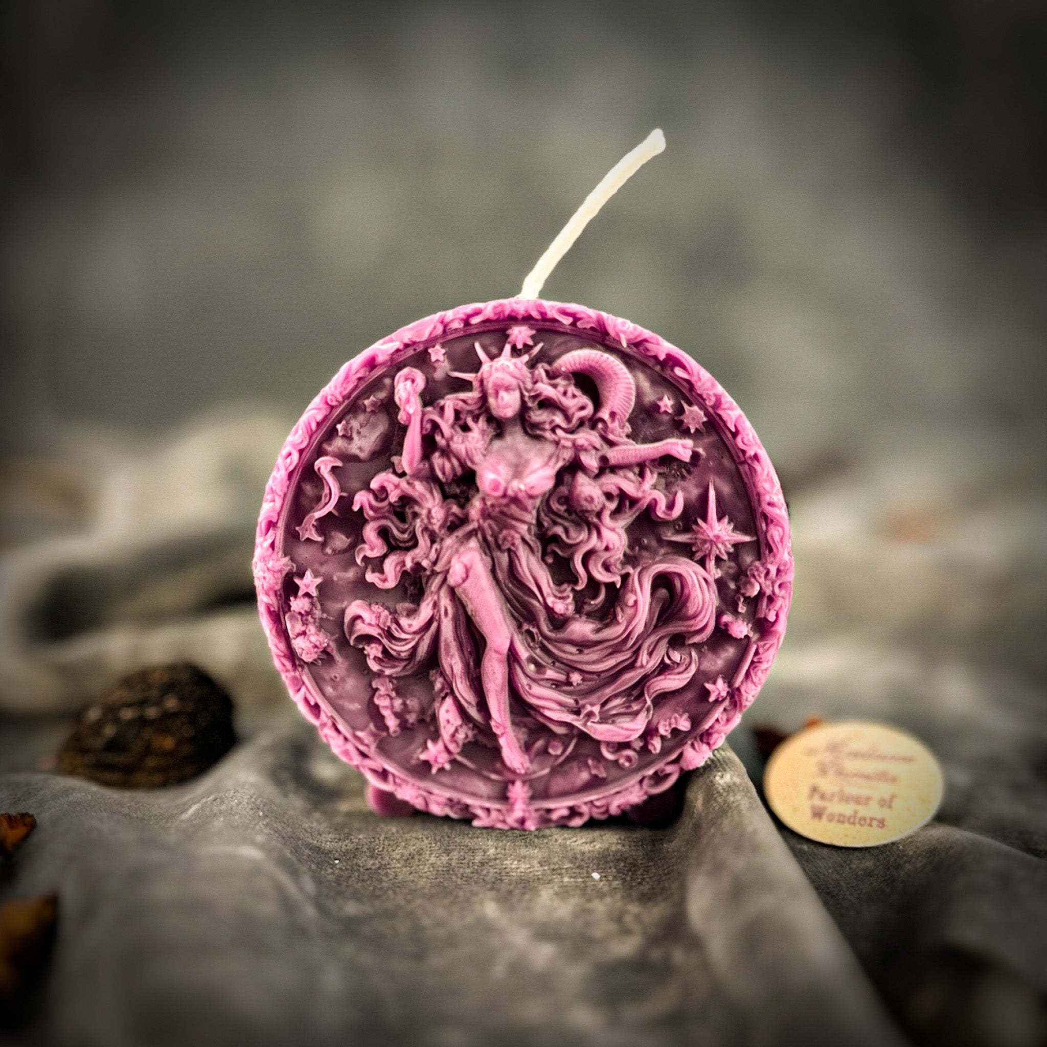 Blue beeswax Aquarius Water Bearer zodiac spell candle by Parlour of Wonders, symbolizing innovation, vision, and independence.