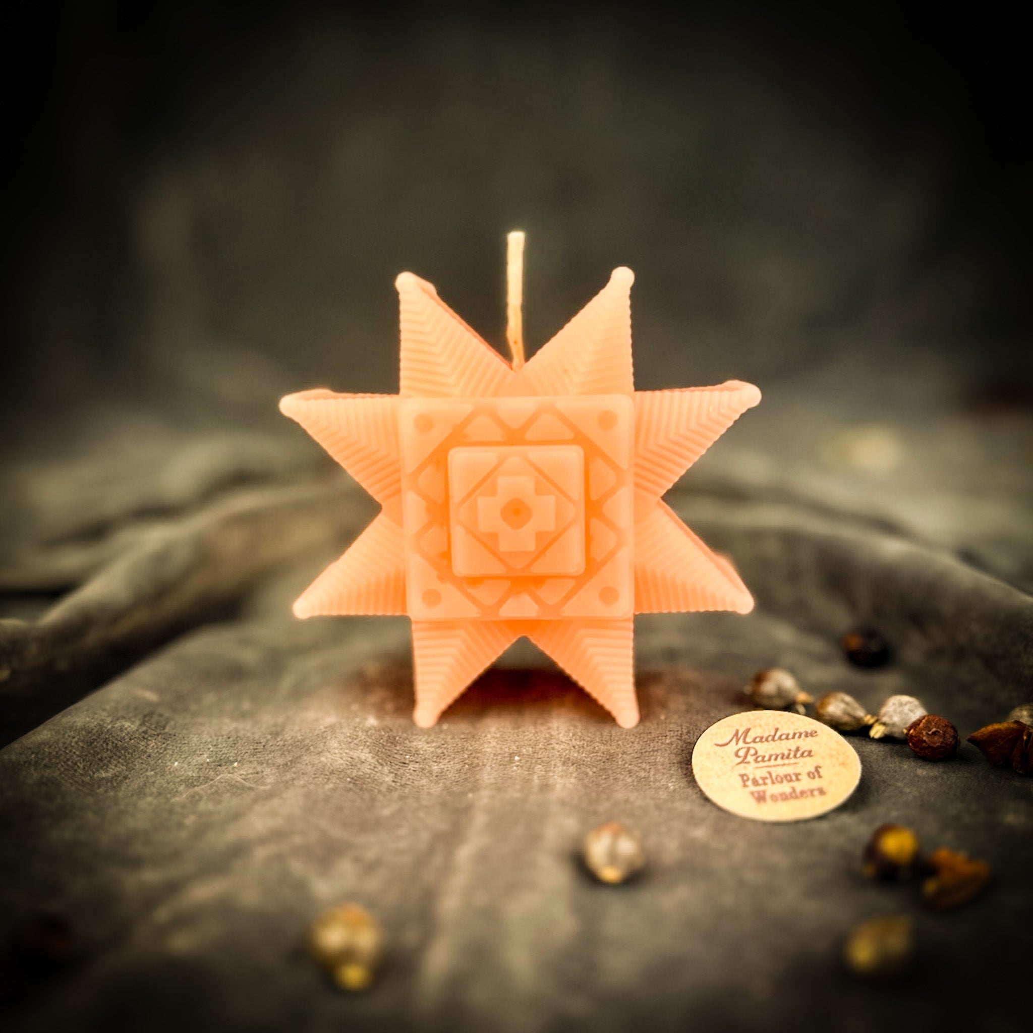 Blue beeswax candle from Parlour of Wonders' Burst of Brilliance Ruzha Candle Spell Kit, designed for communication and spiritual energy.