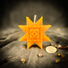 Blue beeswax candle from Parlour of Wonders' Burst of Brilliance Ruzha Candle Spell Kit, used for communication and spiritual rituals.