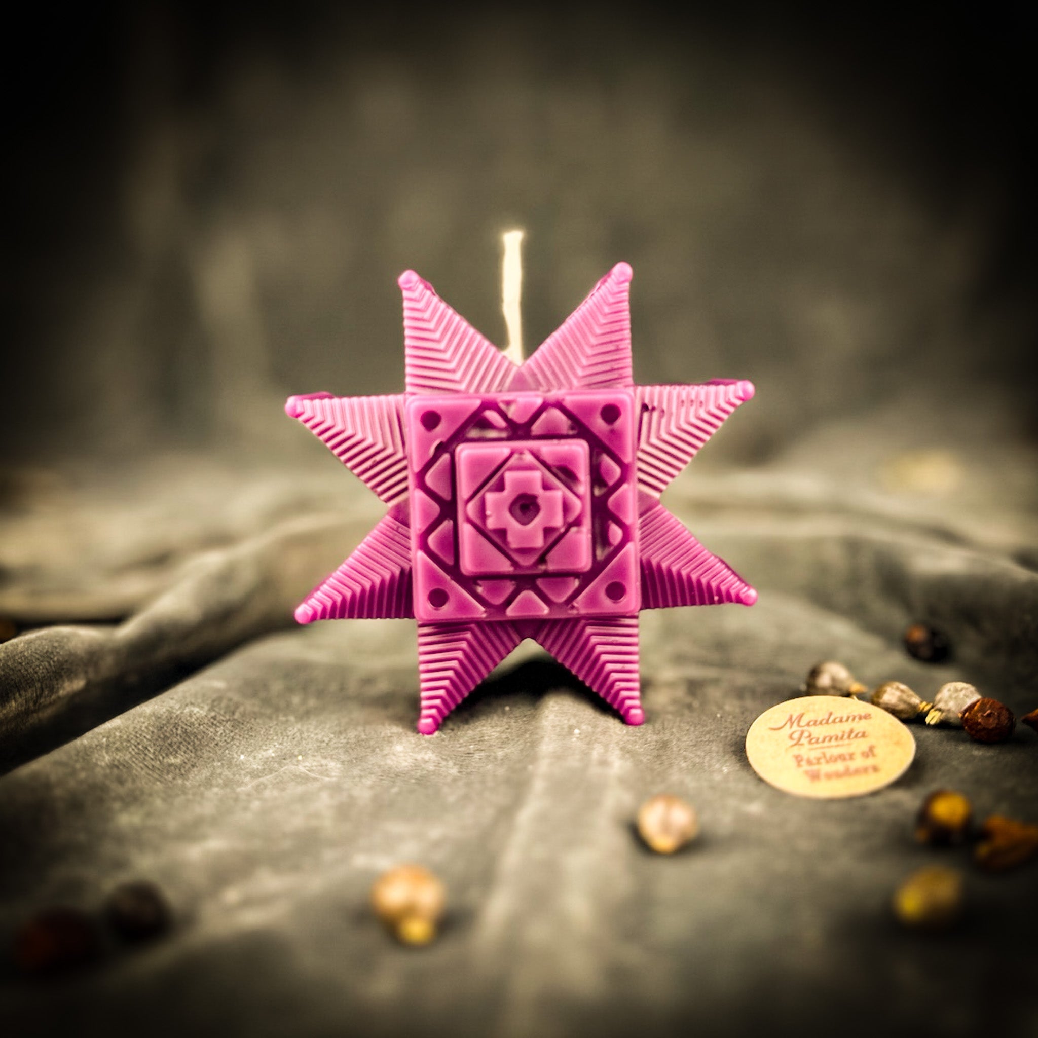 Blue beeswax candle from Parlour of Wonders Burst of Brilliance Ruzha Candle Spell Kit for communication and spiritual energy.