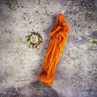 Blue beeswax Mother Mary spell candle by Parlour of Wonders for divine protection and unconditional love magic.