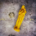 Blue beeswax Mother Mary spell candle by Parlour of Wonders, featuring a detailed Mother Mary figure for divine protection and love magic.