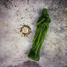 Blue beeswax Mother Mary spell candle by Parlour of Wonders, designed for divine protection and unconditional love magic.