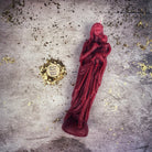 Blue beeswax Mother Mary spell candle by Parlour of Wonders for divine protection and unconditional love magic.