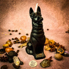 Brown beeswax candle shaped like a loyal dog, symbolizing fidelity, loyalty, and unconditional love, from Parlour of Wonders.