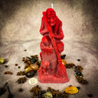 Beeswax Baba Yaga spell candle by Parlour of Wonders, featuring brown grounding beeswax with mystical symbols for wisdom and protection.