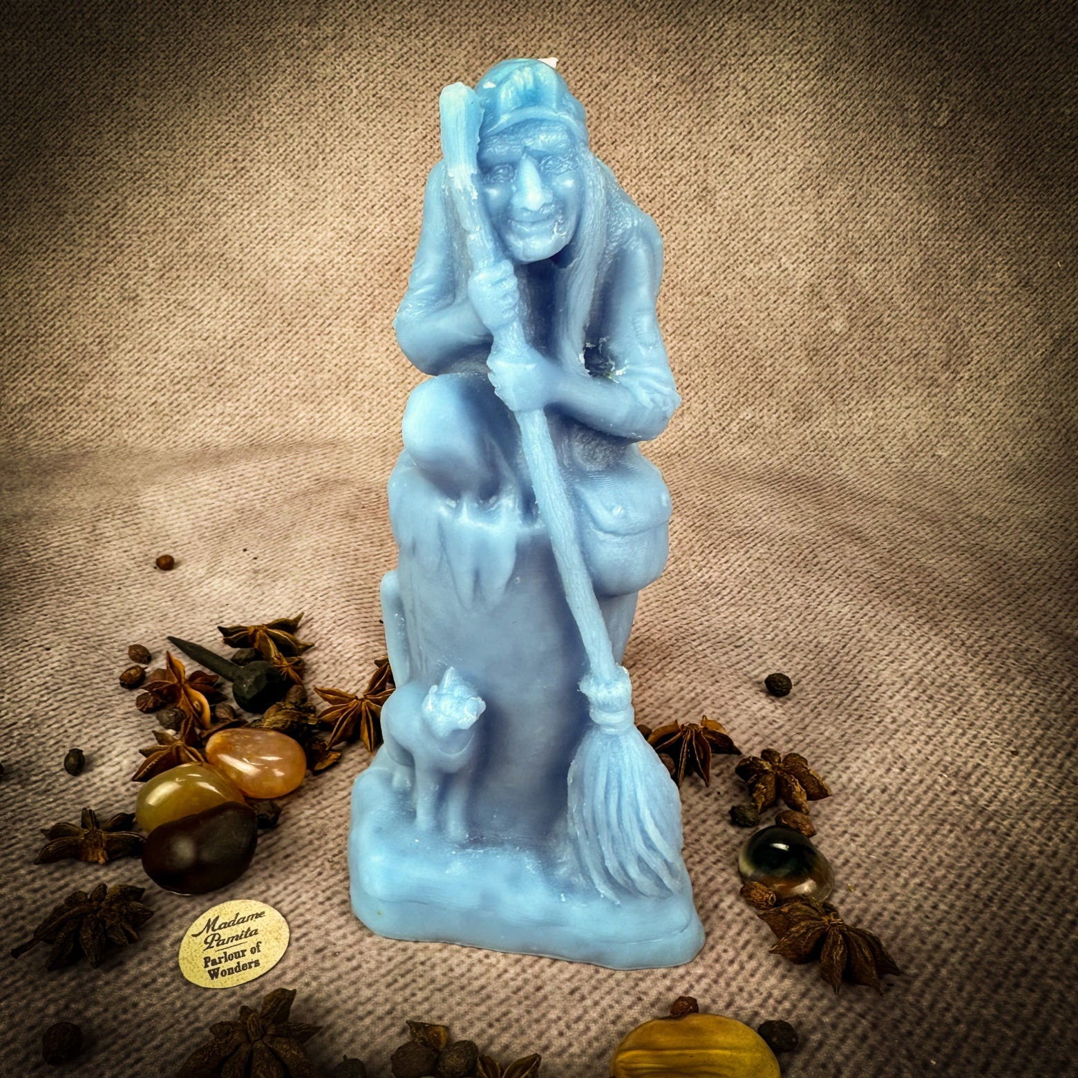 Beeswax Baba Yaga spell candle by Parlour of Wonders, brown grounding beeswax candle for wisdom, protection, and wild power.
