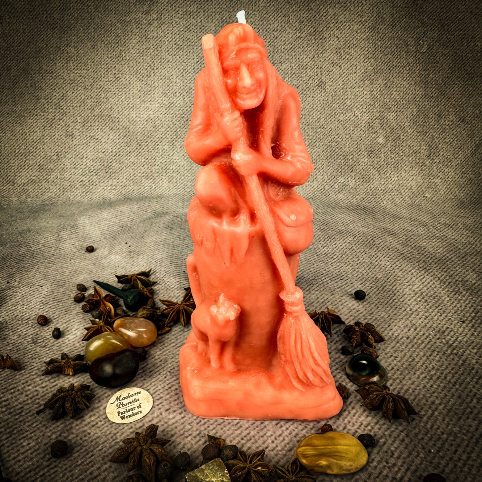 Beeswax Baba Yaga spell candle by Parlour of Wonders, brown grounding beeswax candle for wisdom, protection, and wild power.