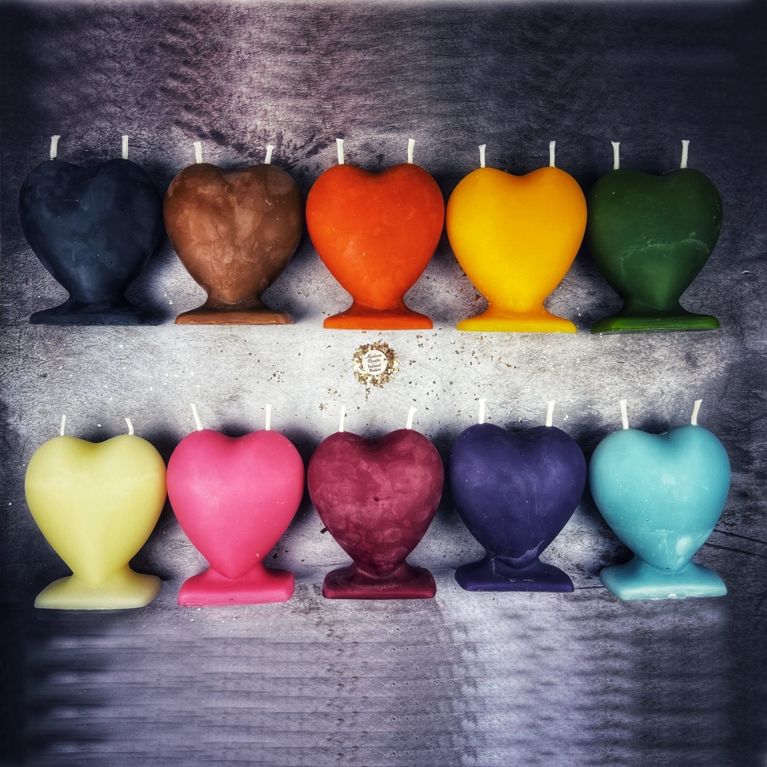 Green beeswax Twin Flame Love Spell Candle by Parlour of Wonders, used for soul mate and true love magic.