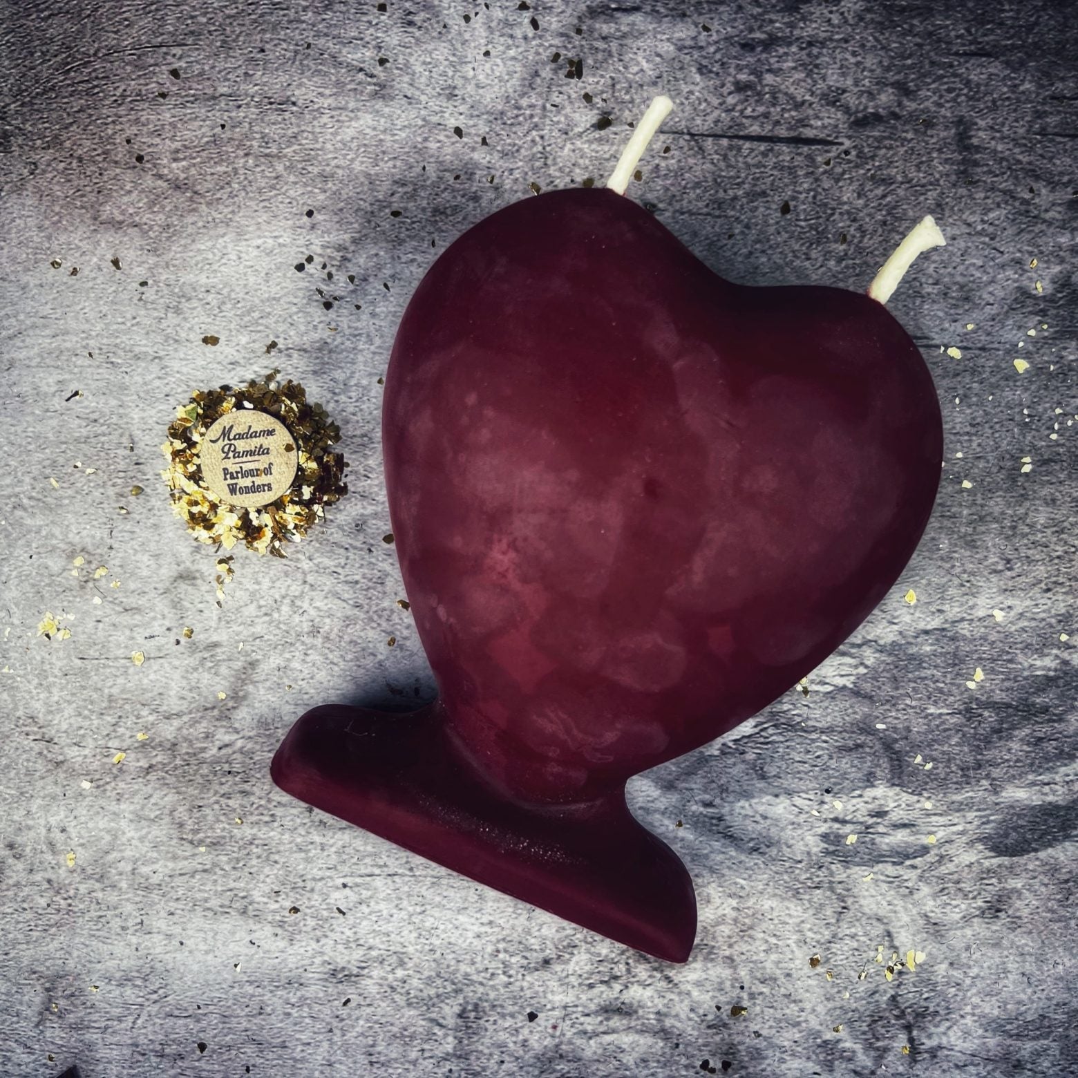 Green beeswax Twin Flame Love Spell Candle by Parlour of Wonders, designed for soulmate and true love magic.