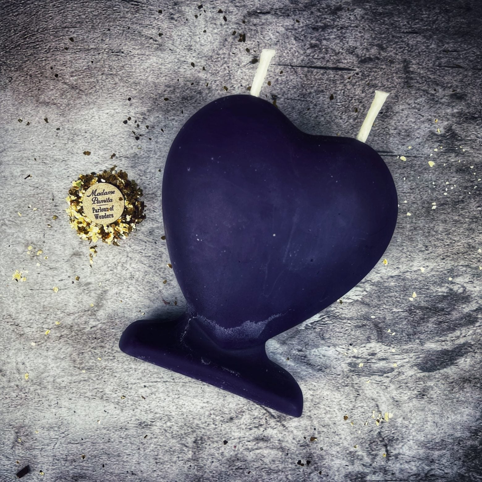 Green beeswax twin flame love spell candle by Parlour of Wonders, designed for soul mate and true love magic.