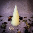 Green beeswax candle from Parlour of Wonders for prosperity and abundance magic, designed as a money maker spell candle.