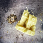 Beeswax Happy House Spell Candle by Parlour of Wonders for home protection, harmony, and blessings with orange beeswax.